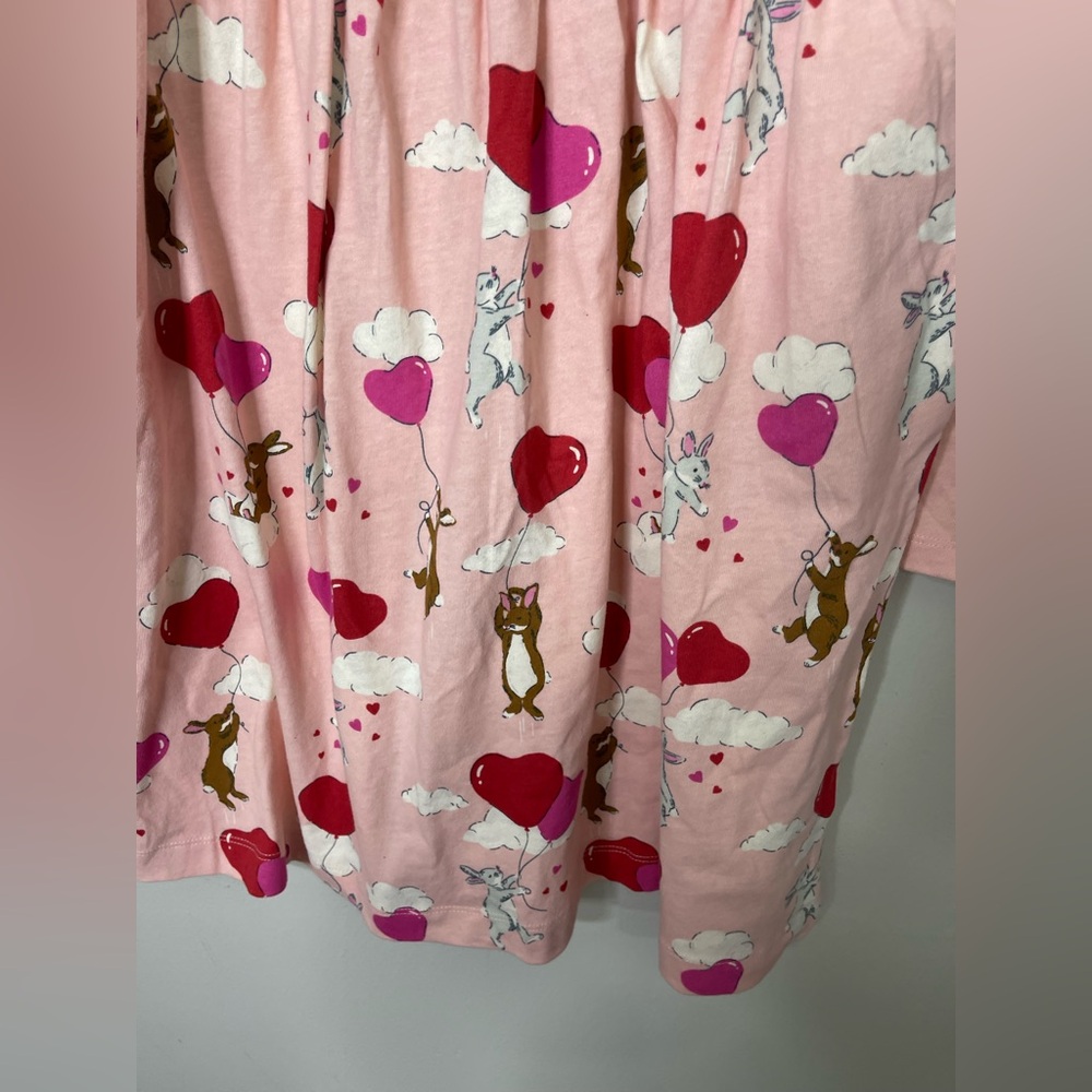 Mini Boden NWOT Kids' Fun Long Sleeve Jersey Dress in Rabbit Easter Heart 11-12 - Picture 4 of 6